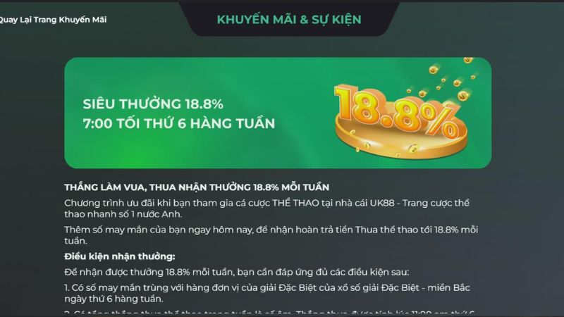 Uk88 cung cấp các chương trình khuyến mãi giá trị rất hấp dẫn