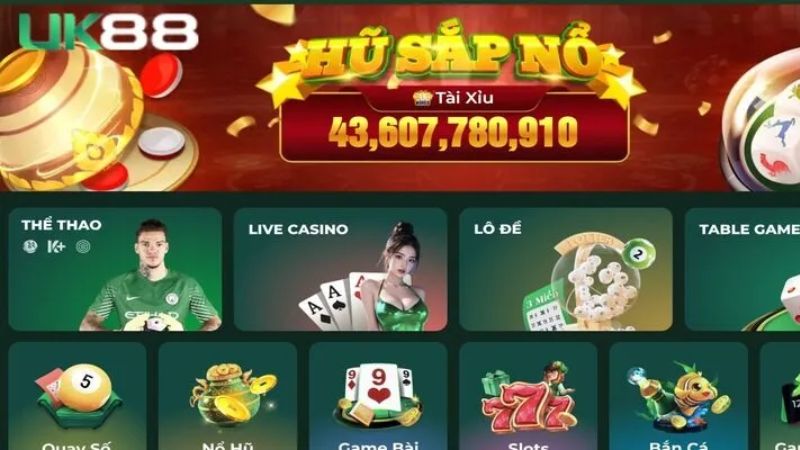 Uk88 cung cấp rất nhiều loại hình cá cược từ thể thao đến casino trực tuyến