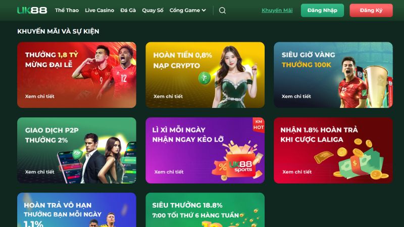 Uk88 thường xuyên phát hành các chương trình khuyến mãi hấp dẫn